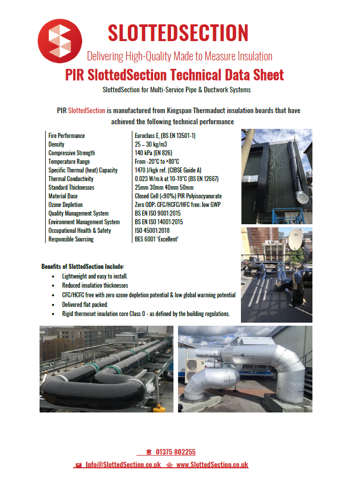 PIR SlottedSection Technical Data Sheet